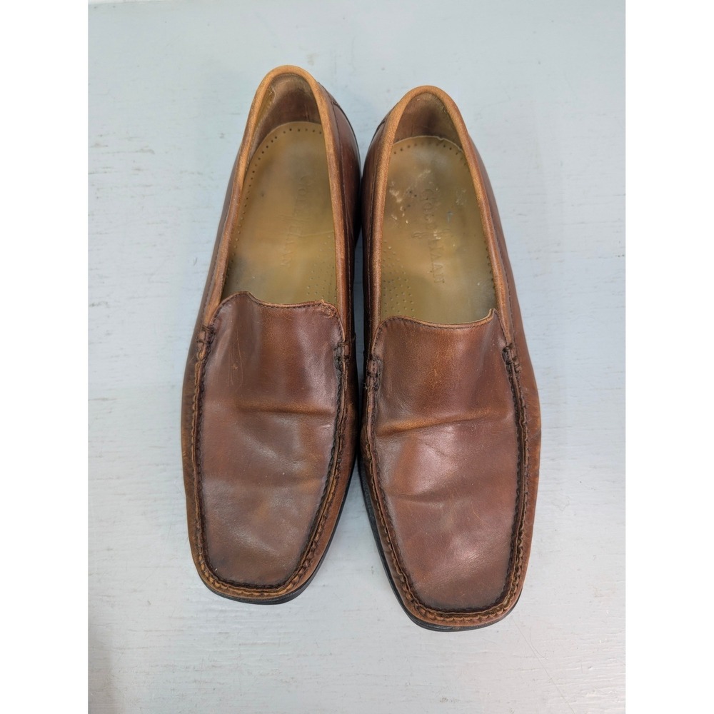 Cole Haan Brown Leather Moc Toe Slip On Loafers Dress‎ Shoes Men's 9M Square Toe